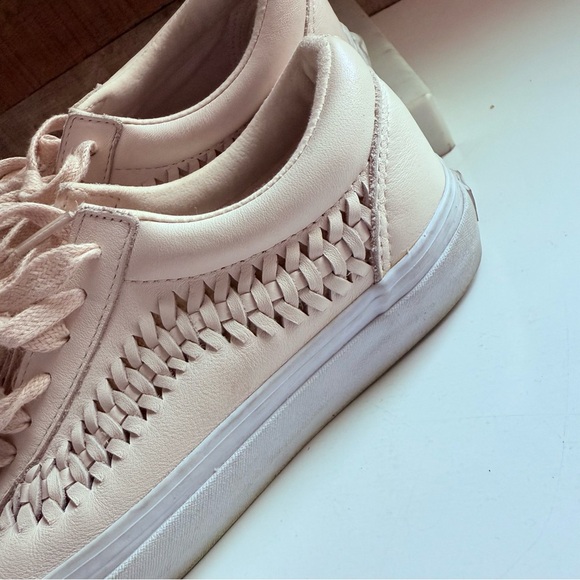 Vans Old Skool Blush Pink Leather Weave Cream Sneakers - Picture 8 of 10